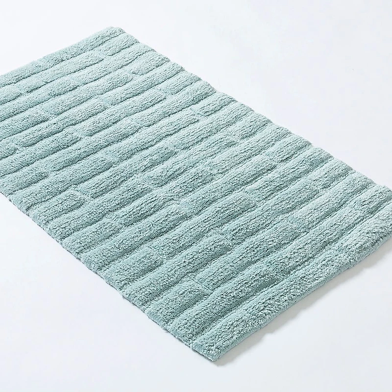 KSP Plush Tile Anti-Skid Cotton Bathmat 20x32" (Aqua)