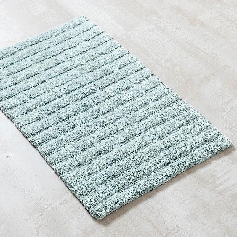 KSP Plush Tile Anti-Skid Cotton Bathmat 20x32" (Aqua)