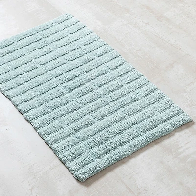 KSP Plush Tile Anti-Skid Cotton Bathmat 20x32" (Aqua)