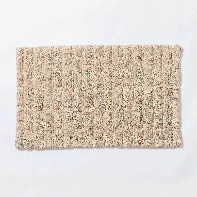 KSP Plush Tile Anti-Skid Cotton Bathmat 20x32" (Beige)