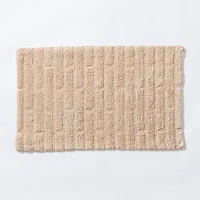 KSP Plush Tile Anti-Skid Cotton Bathmat 20x32" (Beige)