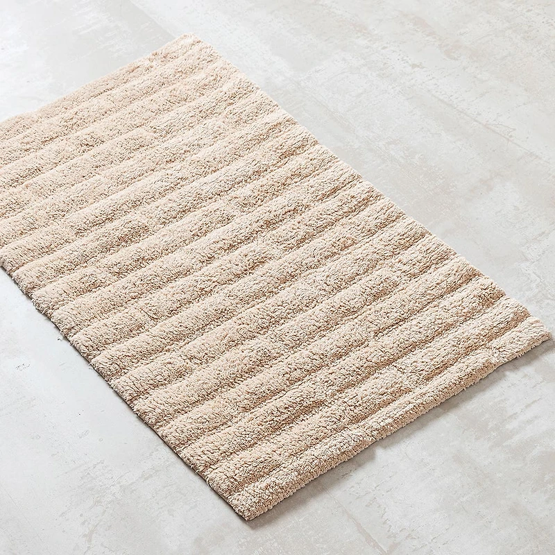 KSP Plush Tile Anti-Skid Cotton Bathmat 20x32" (Beige)