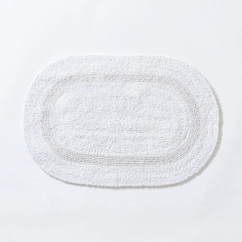 KSP Plush Oval Cotton Reversible Bathmat 18x28" (White)