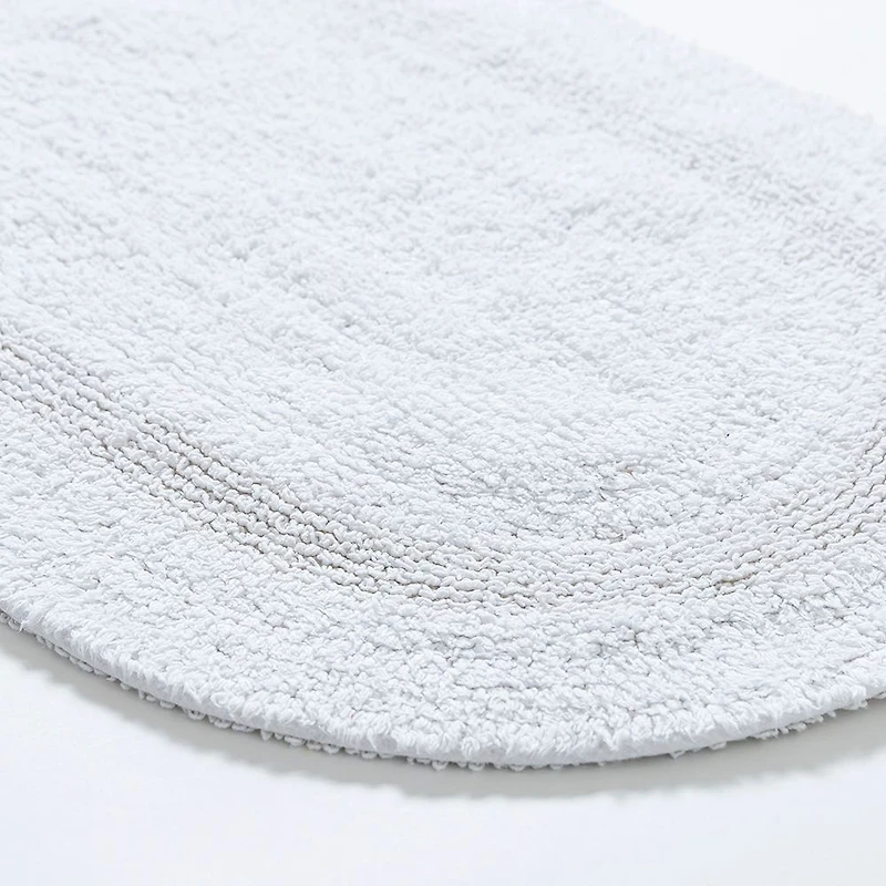 KSP Plush Oval Cotton Reversible Bathmat 18x28" (White)