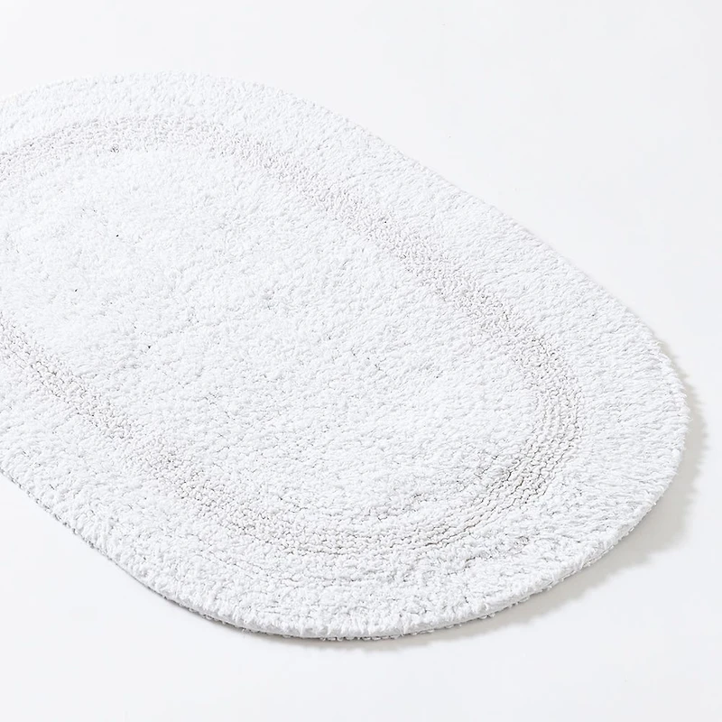 KSP Plush Oval Cotton Reversible Bathmat 18x28" (White)