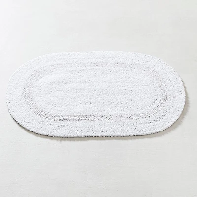KSP Plush Oval Cotton Reversible Bathmat 18x28" (White)