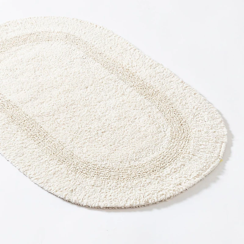 KSP Plush Oval Cotton Reversible Bathmat 18x28" (Natural)