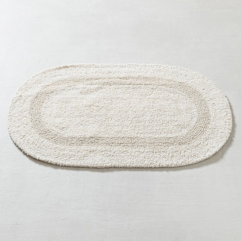 KSP Plush Oval Cotton Reversible Bathmat 18x28" (Natural)