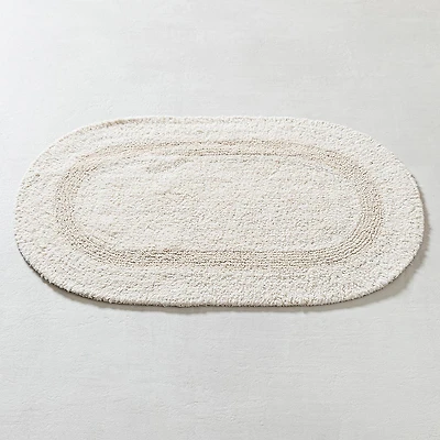 KSP Plush Oval Cotton Reversible Bathmat 18x28" (Natural)