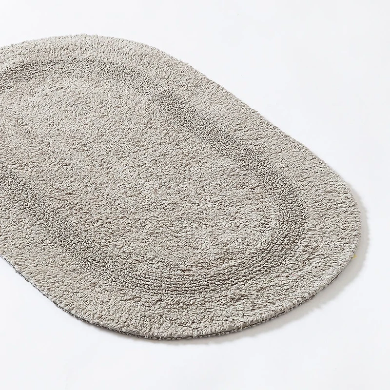 KSP Plush Oval Cotton Reversible Bathmat 18x28" (Light Grey)