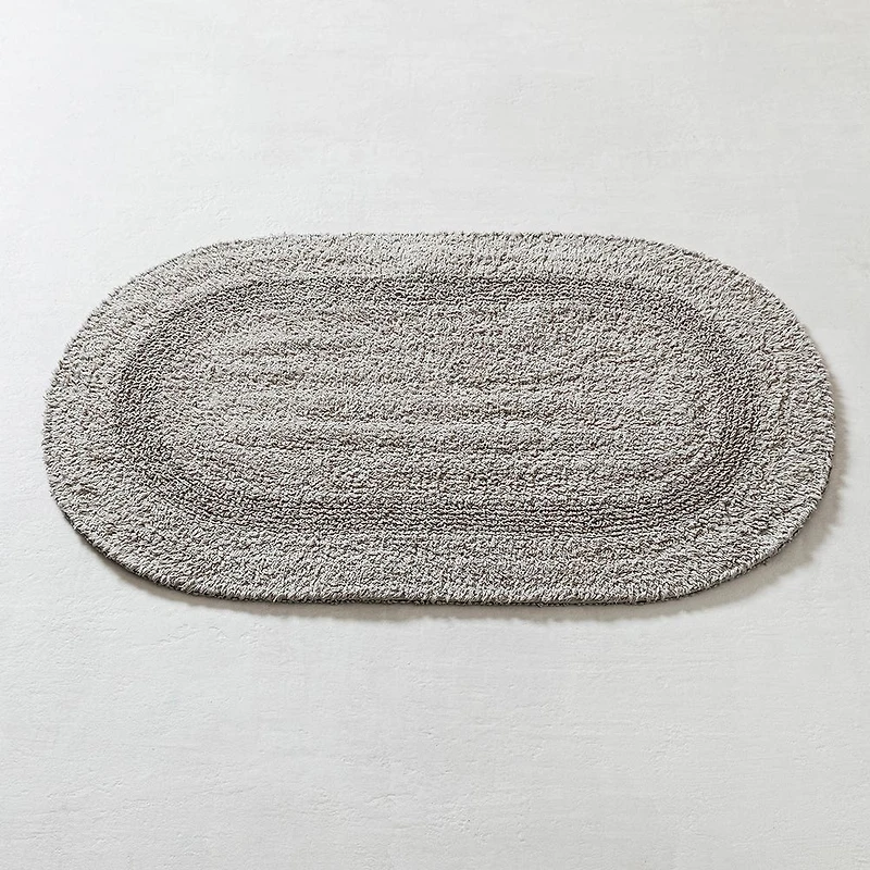 KSP Plush Oval Cotton Reversible Bathmat 18x28" (Light Grey)