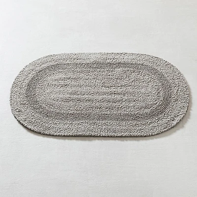 KSP Plush Oval Cotton Reversible Bathmat 18x28" (Light Grey)