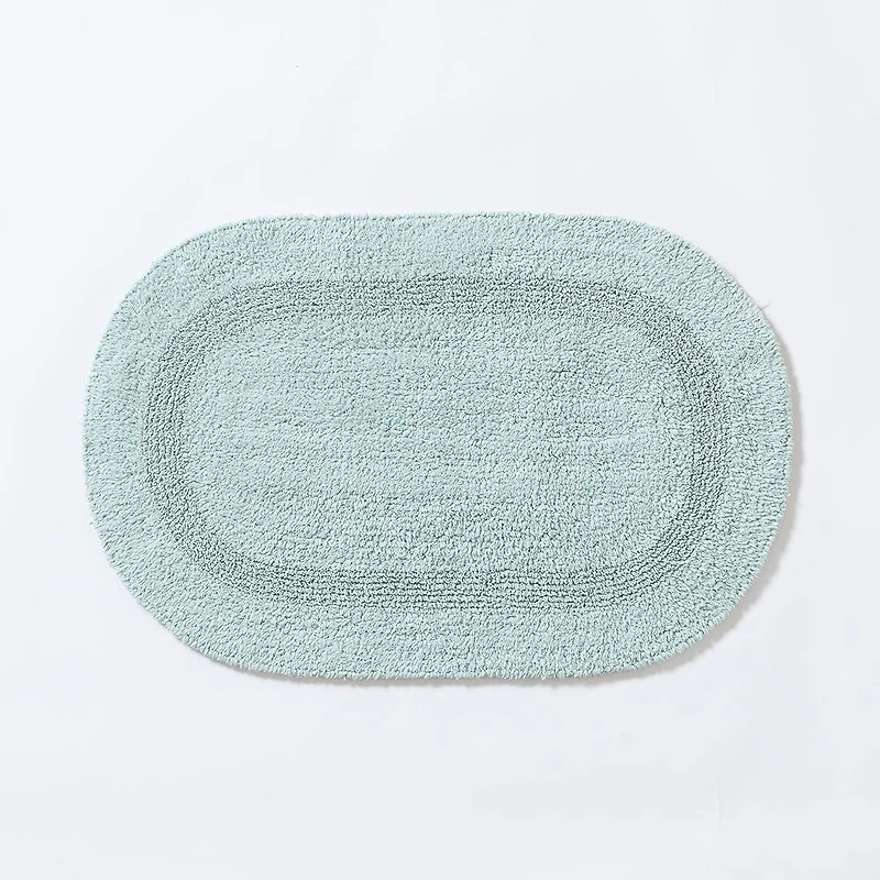 KSP Plush Oval Cotton Reversible Bathmat 18x28" (Aqua)