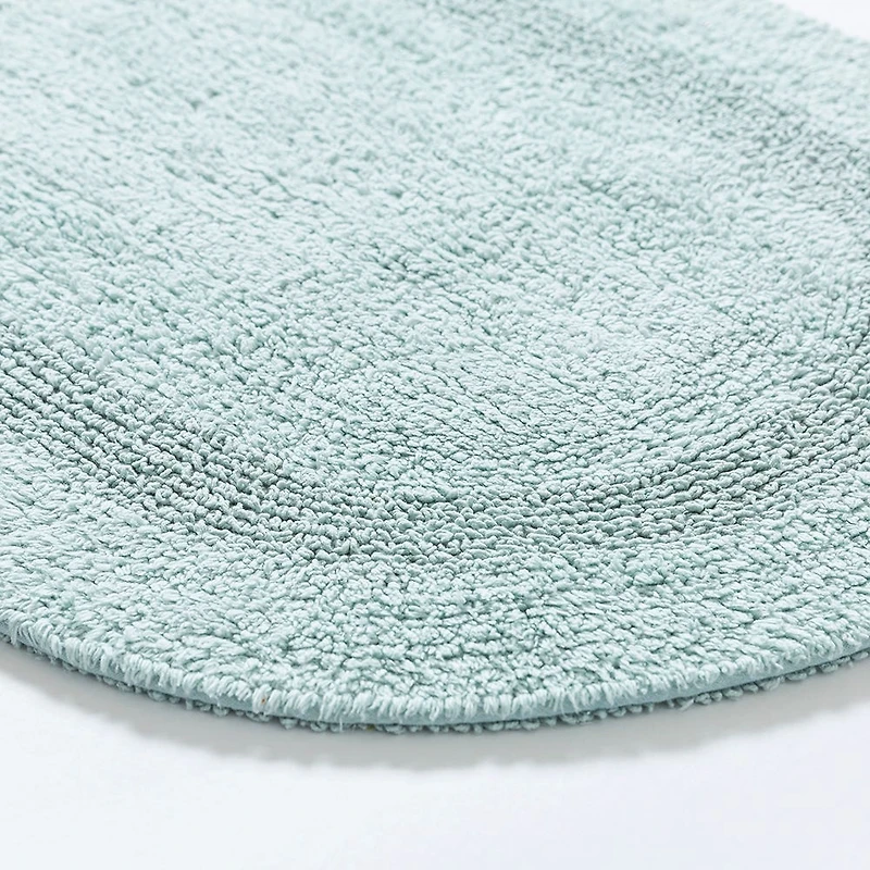 KSP Plush Oval Cotton Reversible Bathmat 18x28" (Aqua)