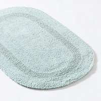 KSP Plush Oval Cotton Reversible Bathmat 18x28" (Aqua)
