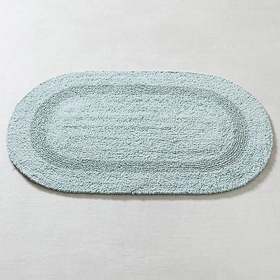 KSP Plush Oval Cotton Reversible Bathmat 18x28" (Aqua)