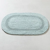 KSP Plush Oval Cotton Reversible Bathmat 18x28" (Aqua)