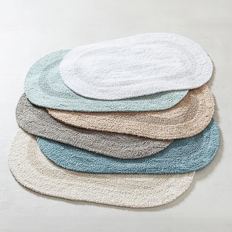 KSP Plush Oval Cotton Reversible Bathmat 18x28" (Aqua)