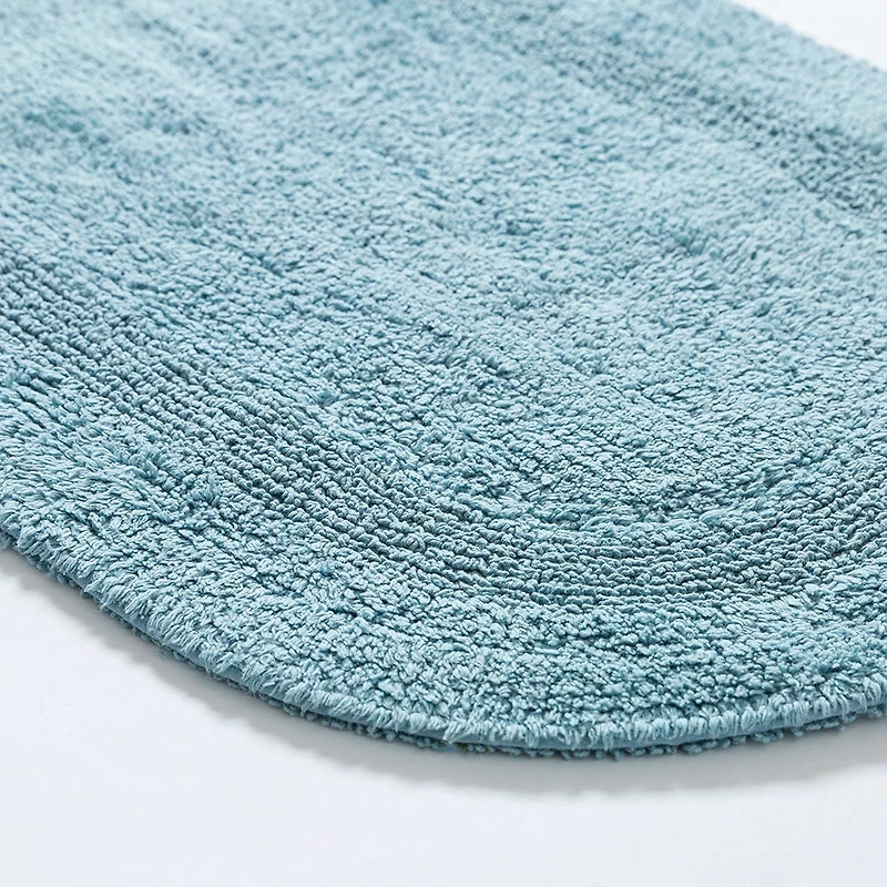 KSP Plush Oval Cotton Reversible Bathmat (Light Blue)