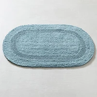 KSP Plush Oval Cotton Reversible Bathmat (Light Blue)