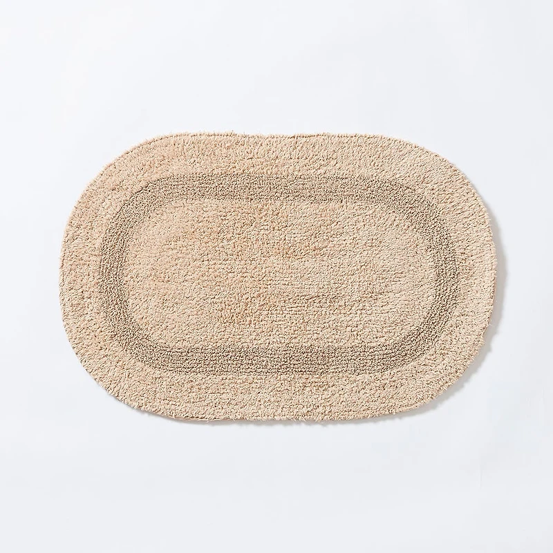 KSP Plush Oval Cotton Reversible Bathmat 18x28" (Beige)