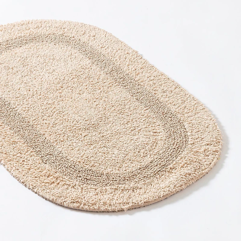 KSP Plush Oval Cotton Reversible Bathmat 18x28" (Beige)
