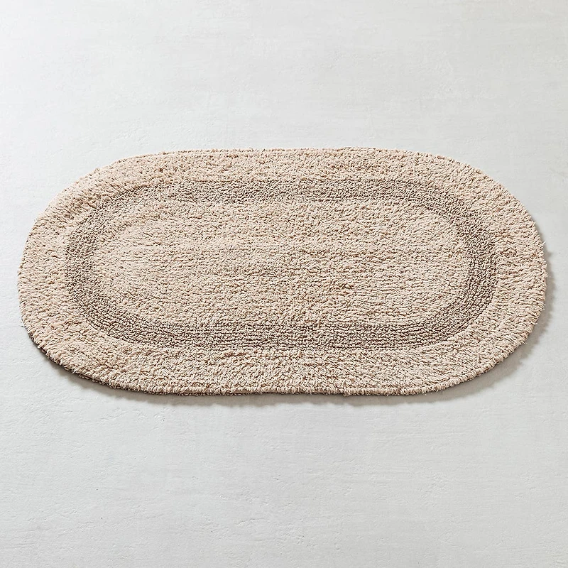 KSP Plush Oval Cotton Reversible Bathmat 18x28" (Beige)