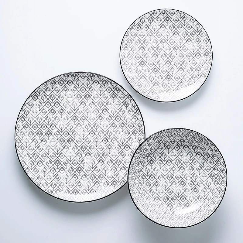 KSP Max Porcelain Dinnerware - Set of 12 (Black/White)