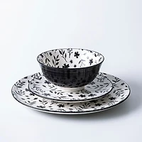 KSP Bonnie Porcelain Dinnerware - Set of 12 (Black/White)