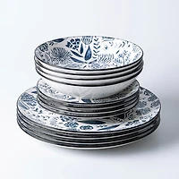 KSP Florence Porcelain Dinnerware - Set of 12 (Blue/White)