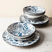 KSP Florence Porcelain Dinnerware - Set of 12 (Blue/White)