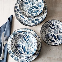 KSP Florence Porcelain Dinnerware - Set of 12 (Blue/White)