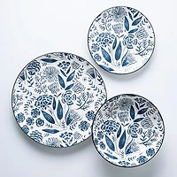 KSP Florence Porcelain Dinnerware - Set of 12 (Blue/White)