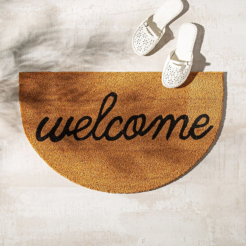 KSP Casual 'Welcome' Coir Doormat Half Moon Shape (Natural)