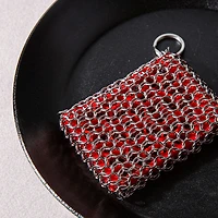 Lodge Chainmail Cast Iron Scrubbing Pad 4x3" (Red/Stainless Steel)