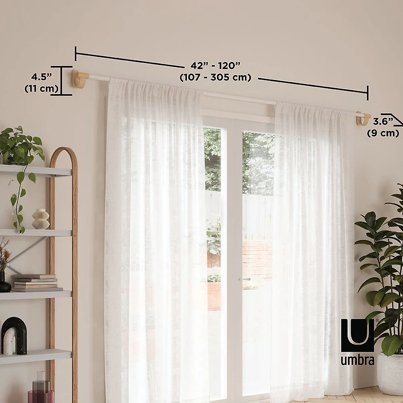 Umbra Extendable 'Bellwood' Metal-Wood Curtain Rod 42-120" (White)