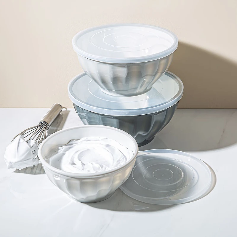 KSP Croft Mixing Bowls with Lids - Set of 6 (Grey)