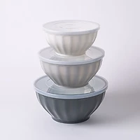 KSP Croft Mixing Bowls with Lids - Set of 6 (Grey)