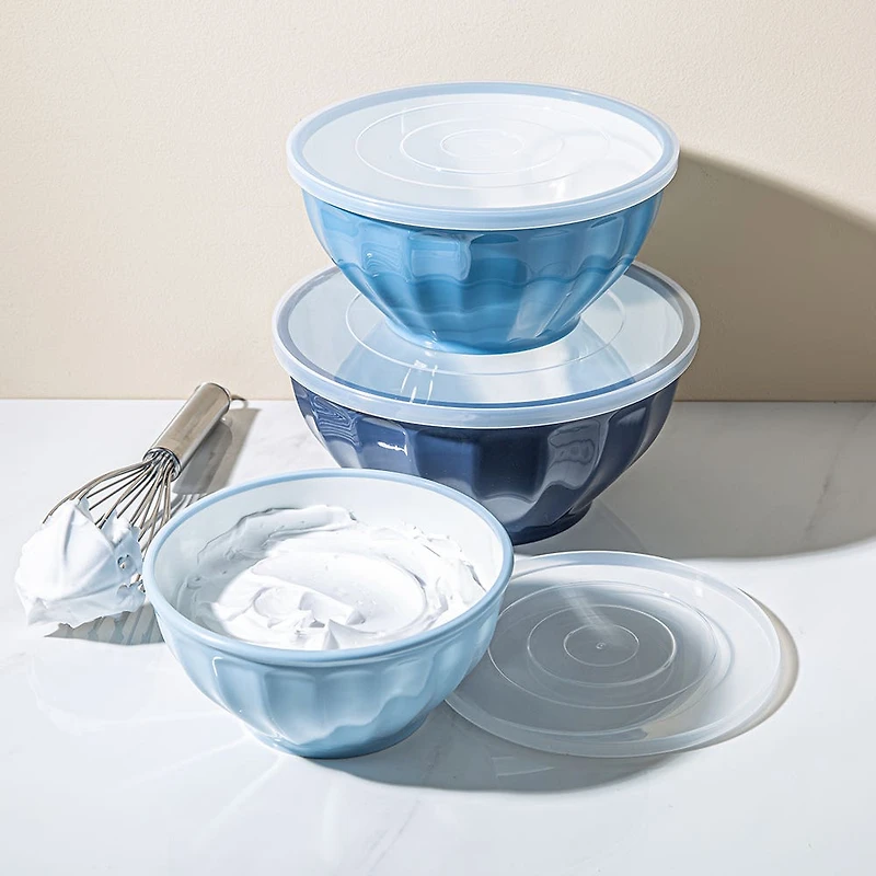 KSP Croft Mixing Bowls with Lids - Set of 6 (Blue)