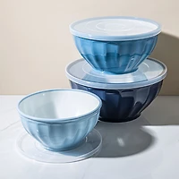 KSP Croft Mixing Bowls with Lids - Set of 6 (Blue)