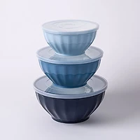 KSP Croft Mixing Bowls with Lids - Set of 6 (Blue)