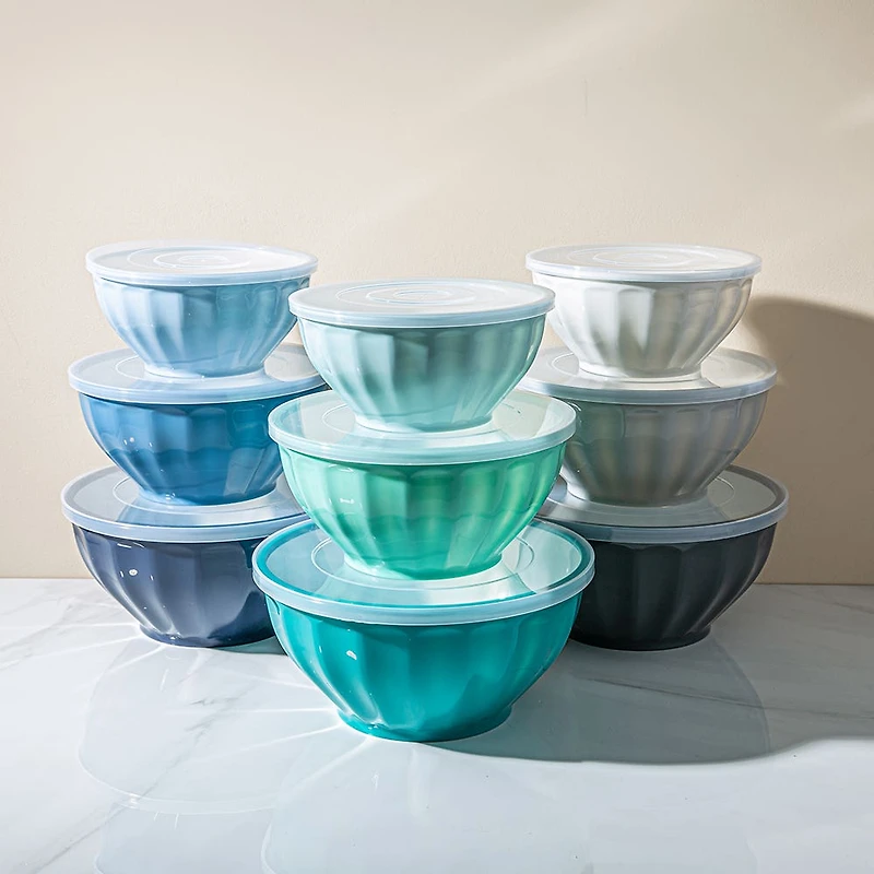 KSP Croft Mixing Bowls with Lids - Set of 6 (Blue)