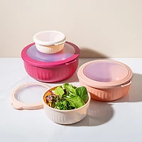 KSP Ribbo 'Round' Food Prep Containers with Lids - Set of 8 (Pink)