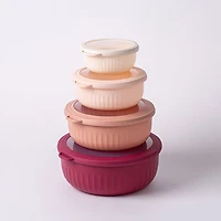KSP Ribbo 'Round' Food Prep Containers with Lids - Set of 8 (Pink)