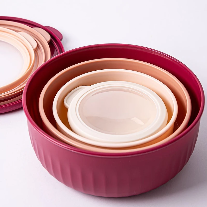 KSP Ribbo 'Round' Food Prep Containers with Lids - Set of 8 (Pink)