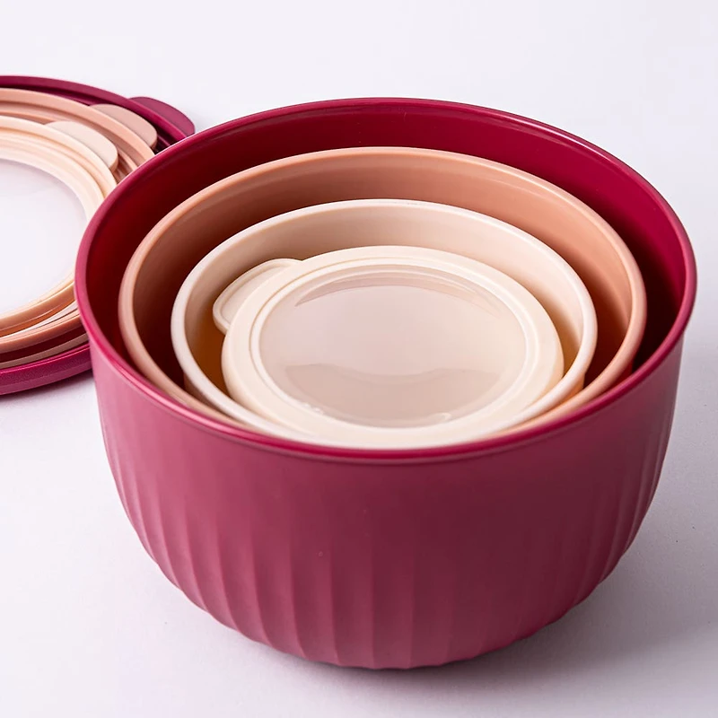 KSP Ribbo 'Round Tall' Food Prep Containers w/lid - Set of 8 (Pink)