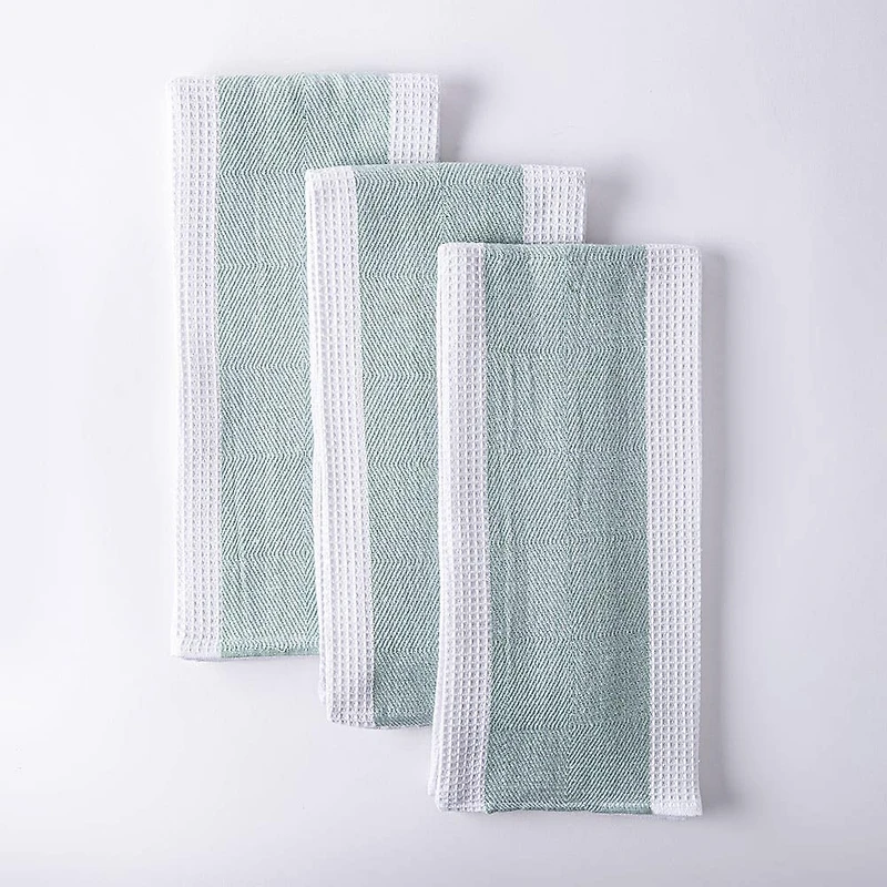 Harman Premium Quality 'Blocks' Kitchen Towel - Set of 3 (Light Green)
