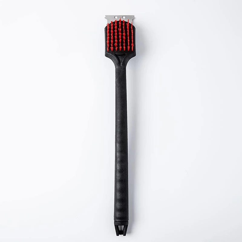 Better BBQ Grill Nylon Brush with Scraper 19" (Black/Red)