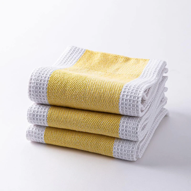 Harman Premium Quality 'Blocks' Kitchen Towel - Set of 3 (Yellow)
