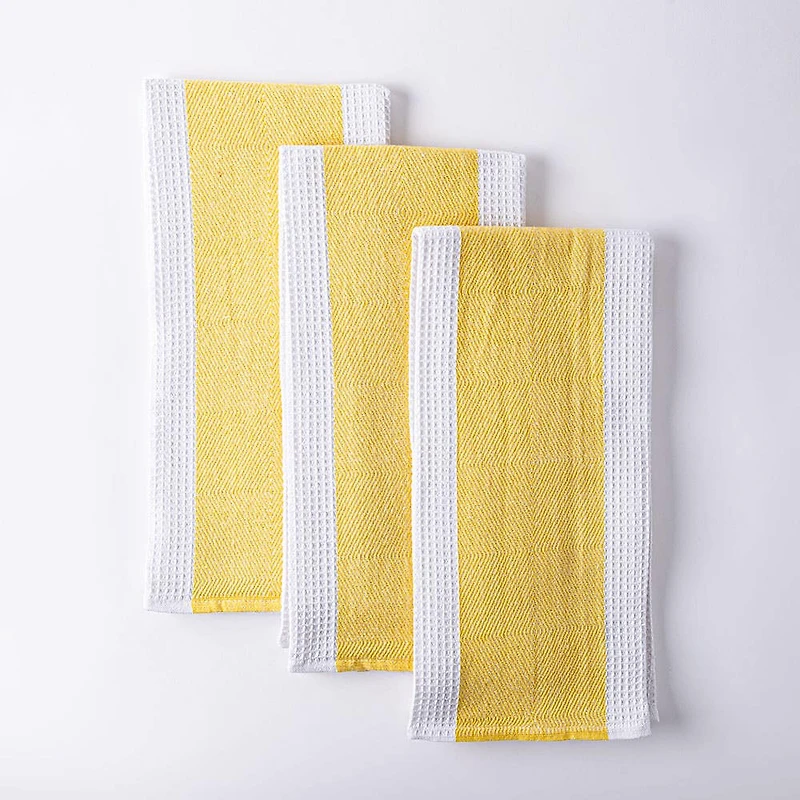 Harman Premium Quality 'Blocks' Kitchen Towel - Set of 3 (Yellow)